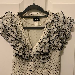 Size 4 White with Black Polka Dot H&M Dress